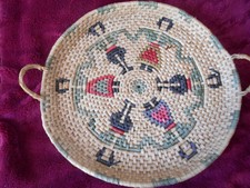 GRANDE  CORBEILLE A FRUITS   EN RAFIA  MULTICOLORE