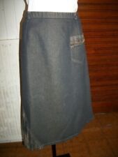 Jupe longue polyester coton bleu jeans stretch LEWINGER T.46/48 poche zip