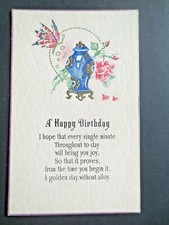 Art Deco Birthday POSTCARD 1920s Chinese Jar Butterfly Verse Pretty Vintage