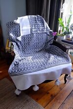 Noir Blanc marocain Couverture de Chaise Housse Teinté à la MAIN HAND Spun 100% coton biologique