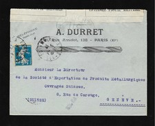 LETTRE CENSURE FRANCE AD PUBLICITAIRE ILLUSTRÉE OUTILLAGE MÈCHE ACIER 1916 / 1 