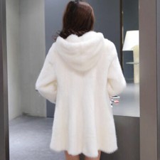 FREE STYLE Manteau à capuche en fausse fourrure couleur blanc taille L 40 42