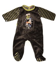 DPAM 3 MOIS GARCON : Babygros Pyjama velours Lapin TBE
