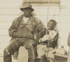 ANTIQUE VINTAGE 1934 AFRICAN AMERICAN DUCK HUNTERS WATER FOWL DECOY BOOTS  PHOTO