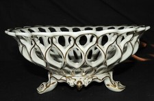 T} Superbe Corbeille PORCELAINE DE PARIS vers 1900 (ajourée, blanche) -TBE-