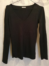 Haut Vintage Dressing T36 - Pull noir col V coton élasthanne (2005009)