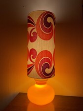 Lampe à poser Arabesco - opaline orange et tissu vintage