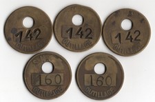 5 JETONS SNCF OUTILLAGE VERS 1940