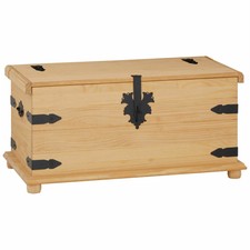 Coffre malle de rangement en pin massif style mexicain