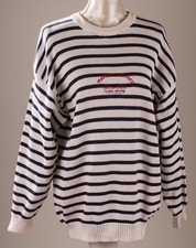 PULL MARIN VINTAGE MADE IN FRANCE MARQUE BLANC BLEU MARINIÈRE ANNÉES 80