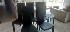 6x Chaise de salle à manger design chaises noir assise cuir à rafraichir