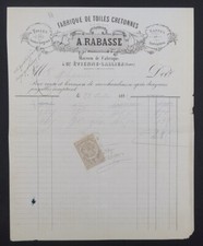 Facture St ETIENNE LALLIER 1882 RABASSE toile nappe illustrée billhead 106