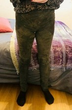 LEGGING CUIR DAIM NUBUCK GRIS KAKI HOTEL PARTICULIER NEUF TAILLE XS