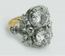 Vintage Art Déco 3.4 CT Diamant Ancien Fiançailles Promesse Cadeau Bague 925 Ss