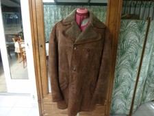 manteau  homme , sans marque , cuir véritable  marron ,T - 46, doublé  fourrure