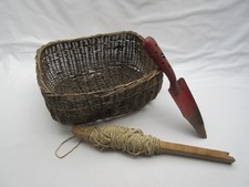 Vintage Grandad Jardin du Terreau cabane de Ligne de chaîne Truelle en osier panier accessoires