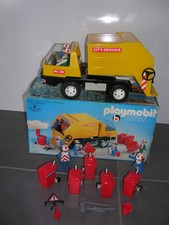 playmobil system: le camion de poubelles jouet vintage en boite