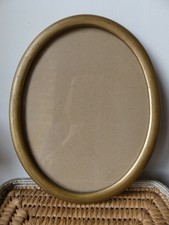 ? Ancien Encadrement Cadre sous verre OVALE Bois Doré Corde Mural H29 cm Miroir