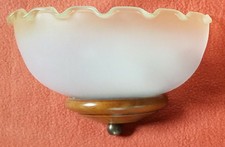 Applique murale demi lune, verre et bois - Etat neuf