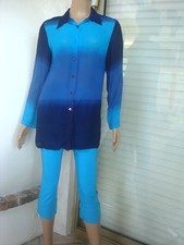 TUNIQUE SINEQUANONE DEGRADE DE TURQUOISE FLUIDE + PANTACOURT ASSORTI T 36/38 