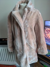 Femme QED LDN Style Rose Blush fausse fourrure Manteau Taille 14