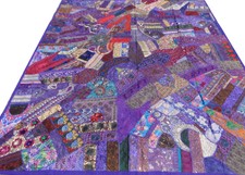 Dessus de lit indien Patchwork ethnique Grand Couvre-lit Fait main Violet Inde G
