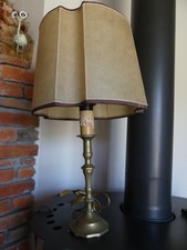 ?Ancien Belle Lampe Bureau Salon Pied bougeoir Laiton Abat-jour Original PAGODE