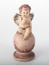 Figurine statuette statue Ange couleur assis sur boule - 25 cm