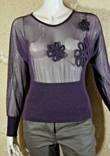 TEQUILA SOLO Taille 36 Superbe haut top tee shirt manches longues couleur prune 
