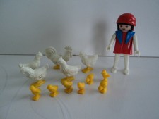 PLAYMOBIL vintage fermes fermière et basse cour poules poussins set 3595 de 1981