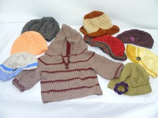 Lot de 9 articles Bébé Crochet FAIT MAIN Bonnets Gilet capuche 1 à 3 ans laine