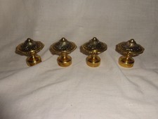 Vintage Lot de 4 EMBOUTS tringles à RIDEAUX laiton Barre Supports diamètre 3 cm