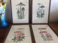 4 tableaux point de croix les champignons avec cadre VINTAGE 35 sur 27 cm