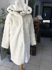 Manteau à capuche doudoune longue fourrure GIORGIA S/M beige très bon état com 9
