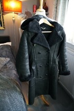 Luxe Shearling sheepskin leather flying Duffel Aviateur Manteau Veste Italie