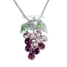 Violet Raisin Avec Cristal Swarovski Collier Vin Amoureux Winery Bijoux Neuf