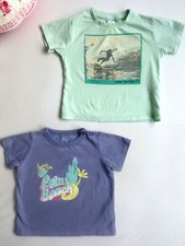 Lot 2 t-shirts Natalys & Zara Vert & Bleu Surf Waikiki Bébé 3 / 6 mois