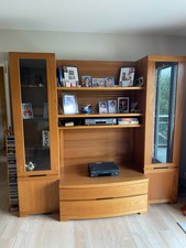Ensemble complet meuble TV en bois blond avec nombreux rangements