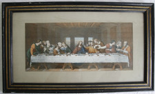 Tableau GRAVURE Couleur XIXe 19e LA CENE d'apres LEONARD de VINCI Jesus Art 7