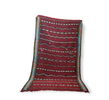 Tapis Kilim zemmour Marocain ancien berbère vintage rouge,en laine fait main