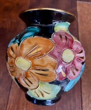 ANCIEN SUPERBE VASE A FLEURS - SIGNE VALAURIS- DECOR MAIN   -VINTAGE -