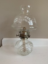 Vintage Lamplight Farms Round Embossed Oil Lamp With Mushroom Shade