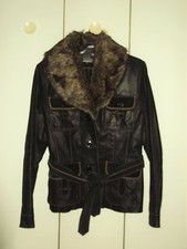 RIVER SKIN VESTE FEMME EN CUIR ET DAIM VÉRITABLE NOIR TAILLE M ETAT NEUF!!!