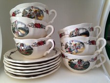  6 moyennes tasses à café + sous tasses  Sarreguemines  Obernai vintage TBE 3