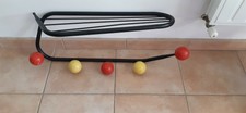 VINTAGE PORTE MANTEAU CHAPEAU MURAL BOULE BOIS COULEUR DESIGN 70 VESTIAIRE 