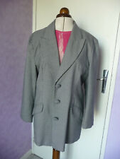 VESTE TAILLEUR HABILLÉE TISSU PIED-DE-POULE BLEU MARINE DEMI- SAISON FEMME T 42