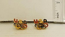  Vintage USA United States Olympic Rings Sports Lapel Hat Pin Pinback (Lot of 2)