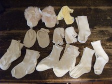 Antique Baby Girl Bottillons/Landau Chaussures/Chaussettes 1940'S/50'S Original