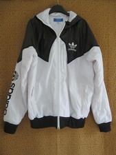 Blouson Adidas à capuche Blanc et noir Hiver Parka Homme Veste Vintage - L
