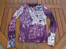 T-shirt manches longues prune maille transparente doublée T34 panthère au dos